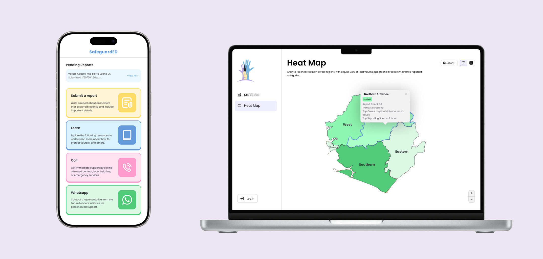 Mobile reporting app and web admin dashboard